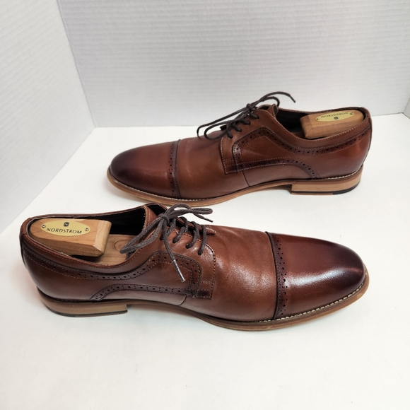 STACY ADAMS Men's Leather Dressy Oxford Shoe Medium Brown 12 W - Picture 5 of 10